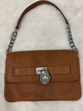 Michael Kors Tan Leather Shoulder Bag with Silver Hardware
